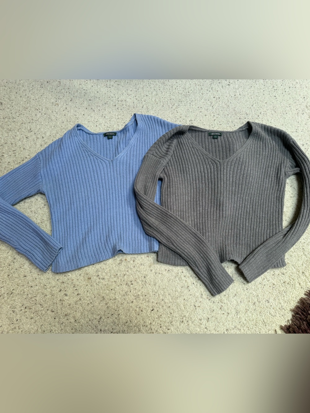 Ribbed Knit Sweater - Blue and Gray